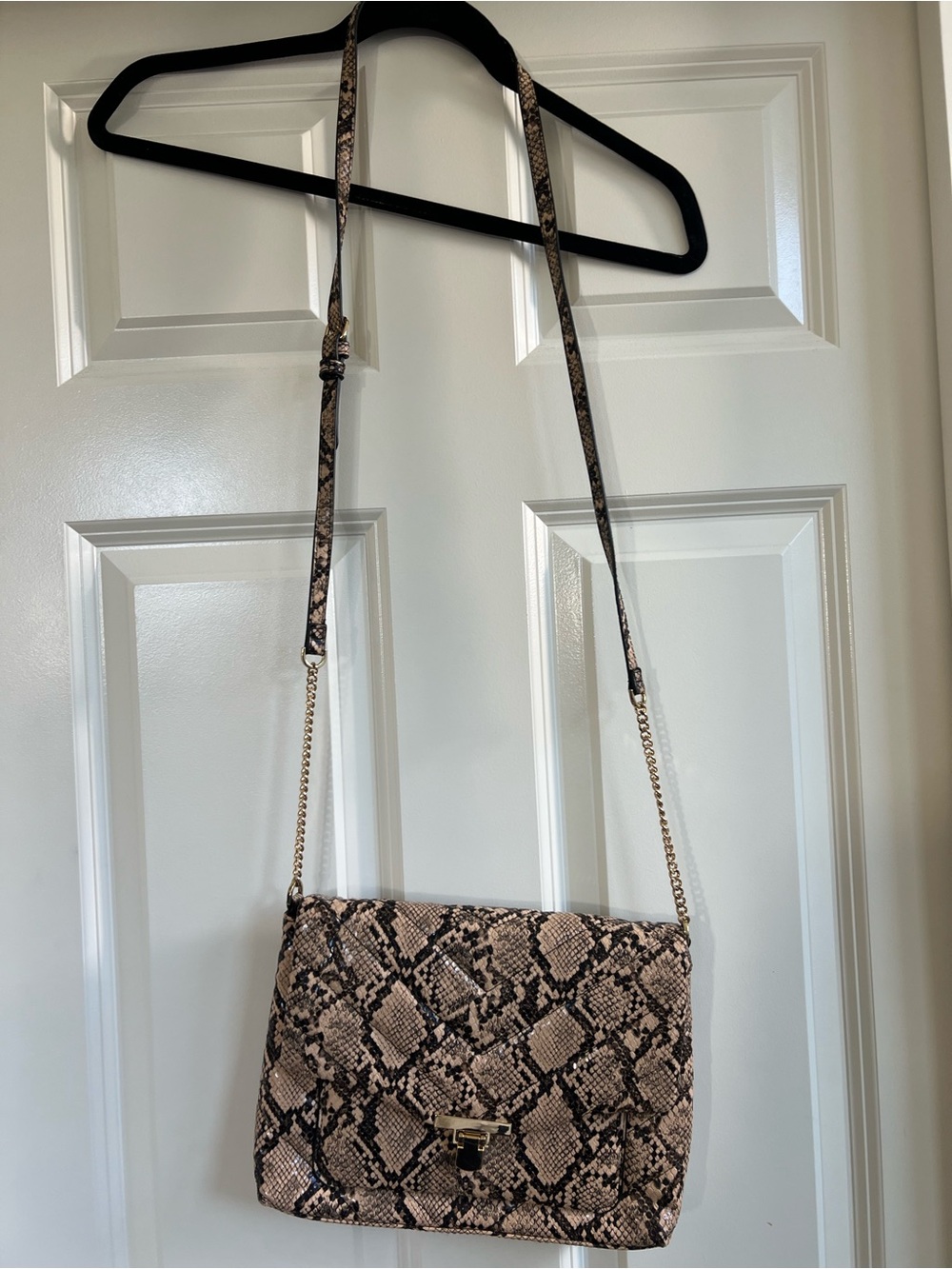 A New Day Snake Print Flap Metal Bar Clutch Crossbody Bag